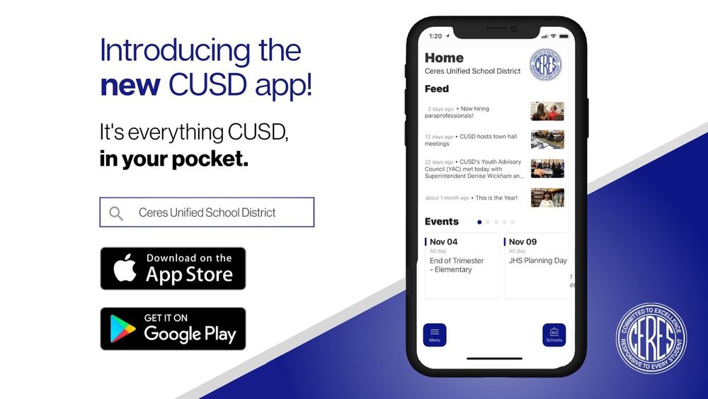 Photo of cell phone with CUSD app