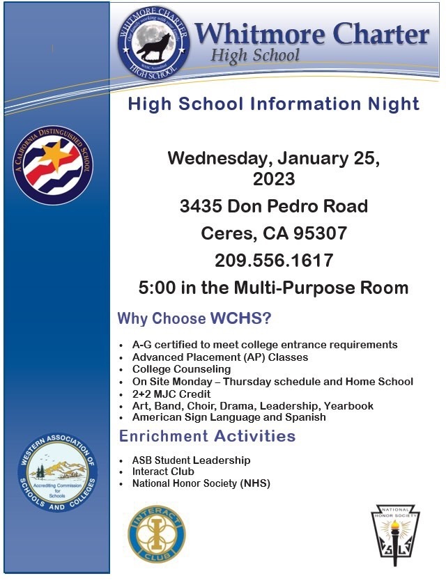WCHS information night flyer