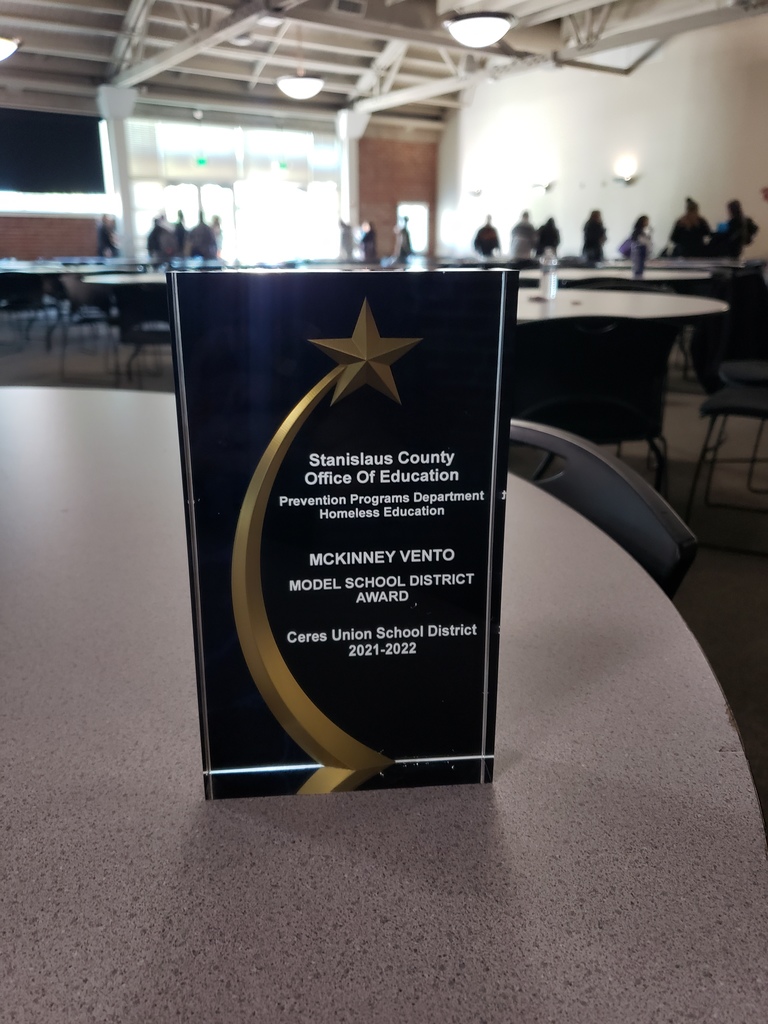 Award recognizing CUSD as McKinney Vento Model School District
