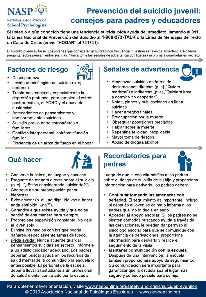 Preventing Youth Suicide Face Sheet Spanish