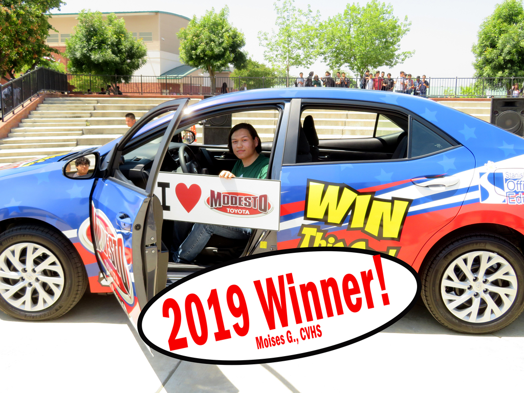 CVHS student in seat of Toyota Corolla won in 2019